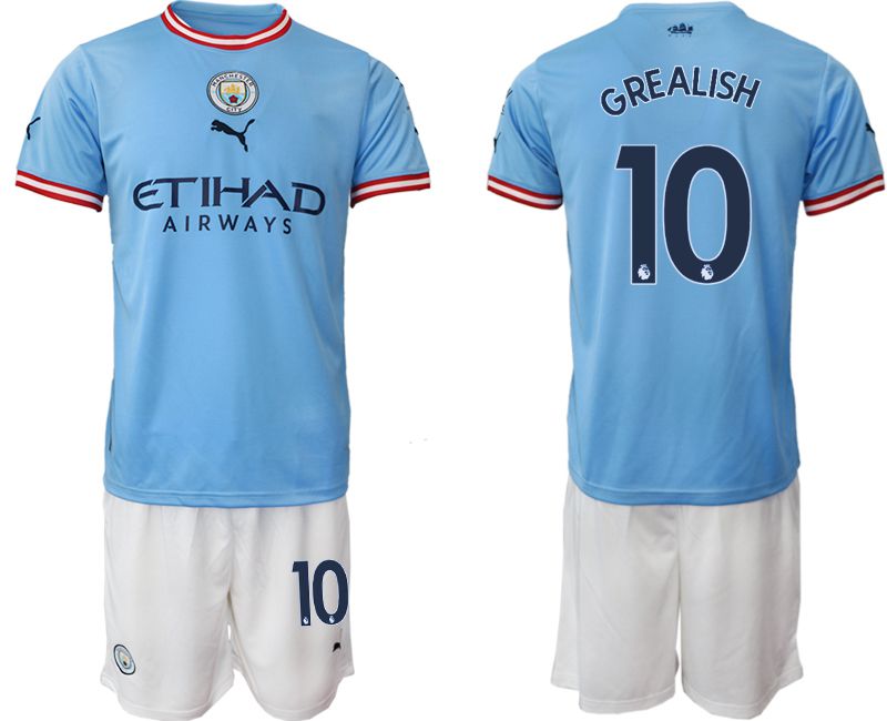 Men 2022-2023 Club Manchester City home blue 10 Soccer Jersey